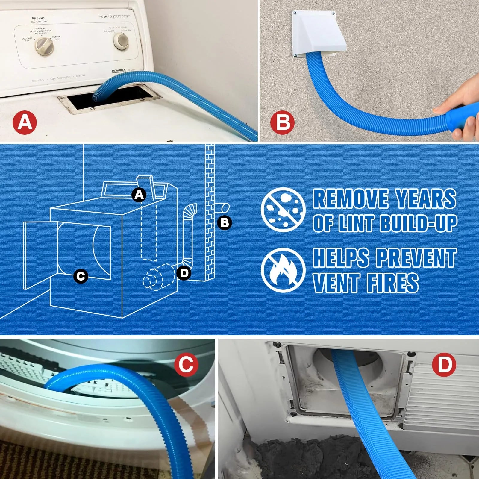 Mrorea Dryer Vent Cleaner Kit with Vacuum Hose Attachment
