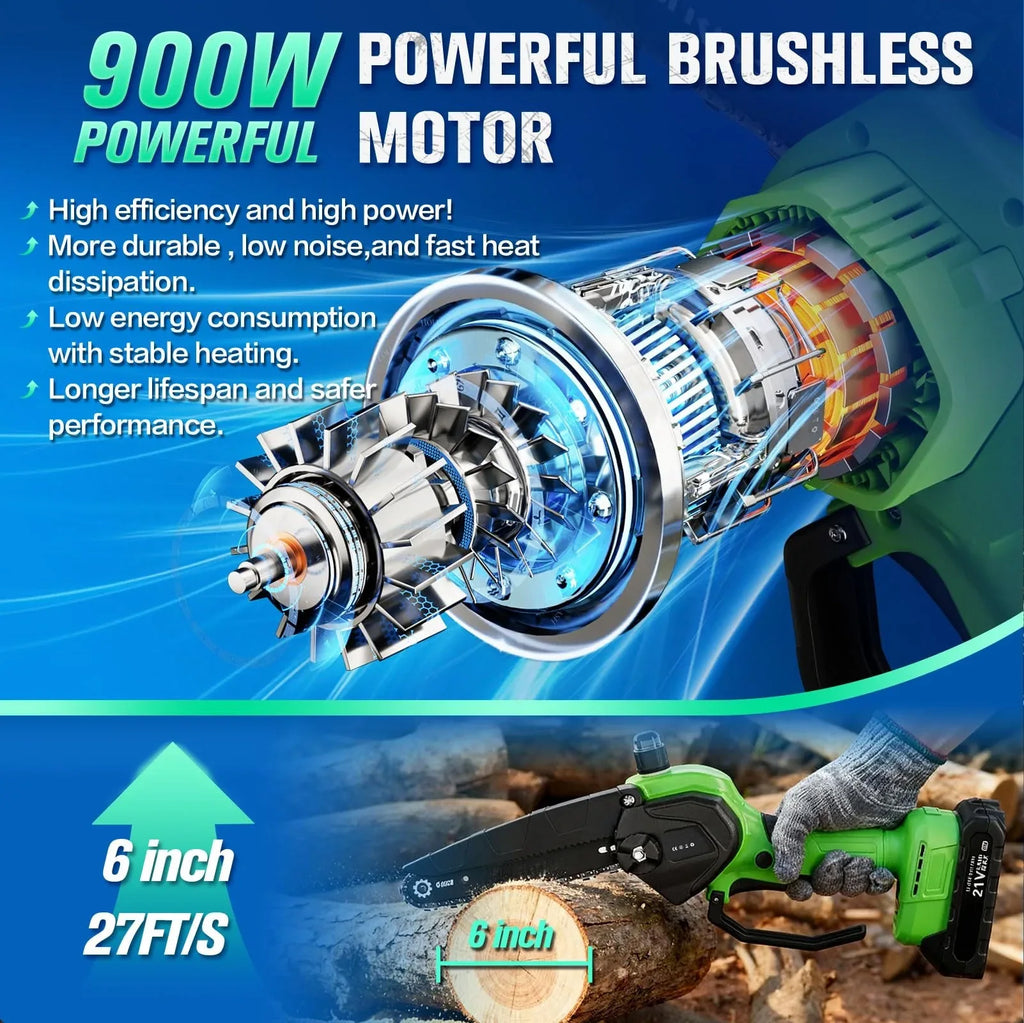 Mrorea Mini Cordless Brushless Chainsaw