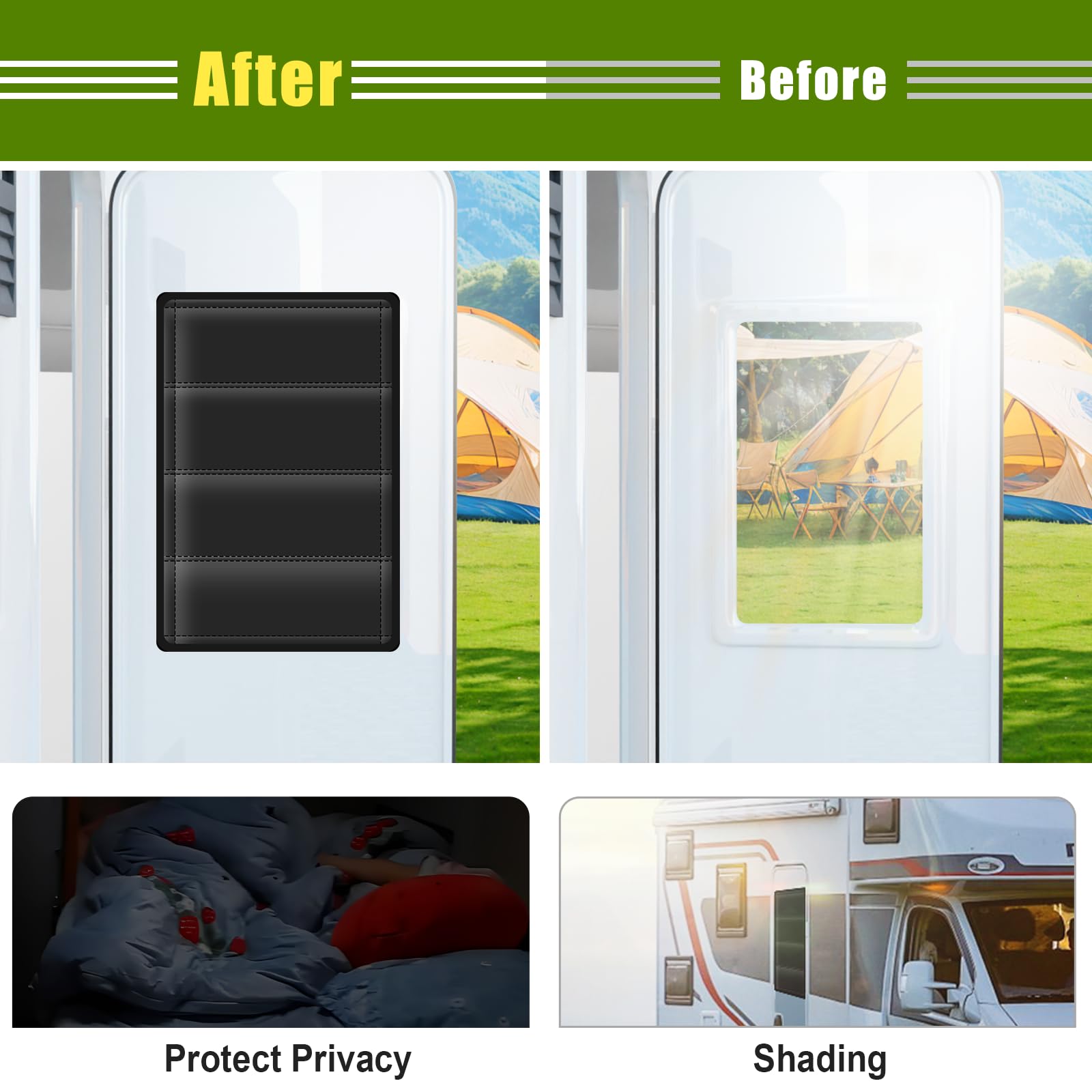Mrorea Privacy Blackout RV Door Window Shade
