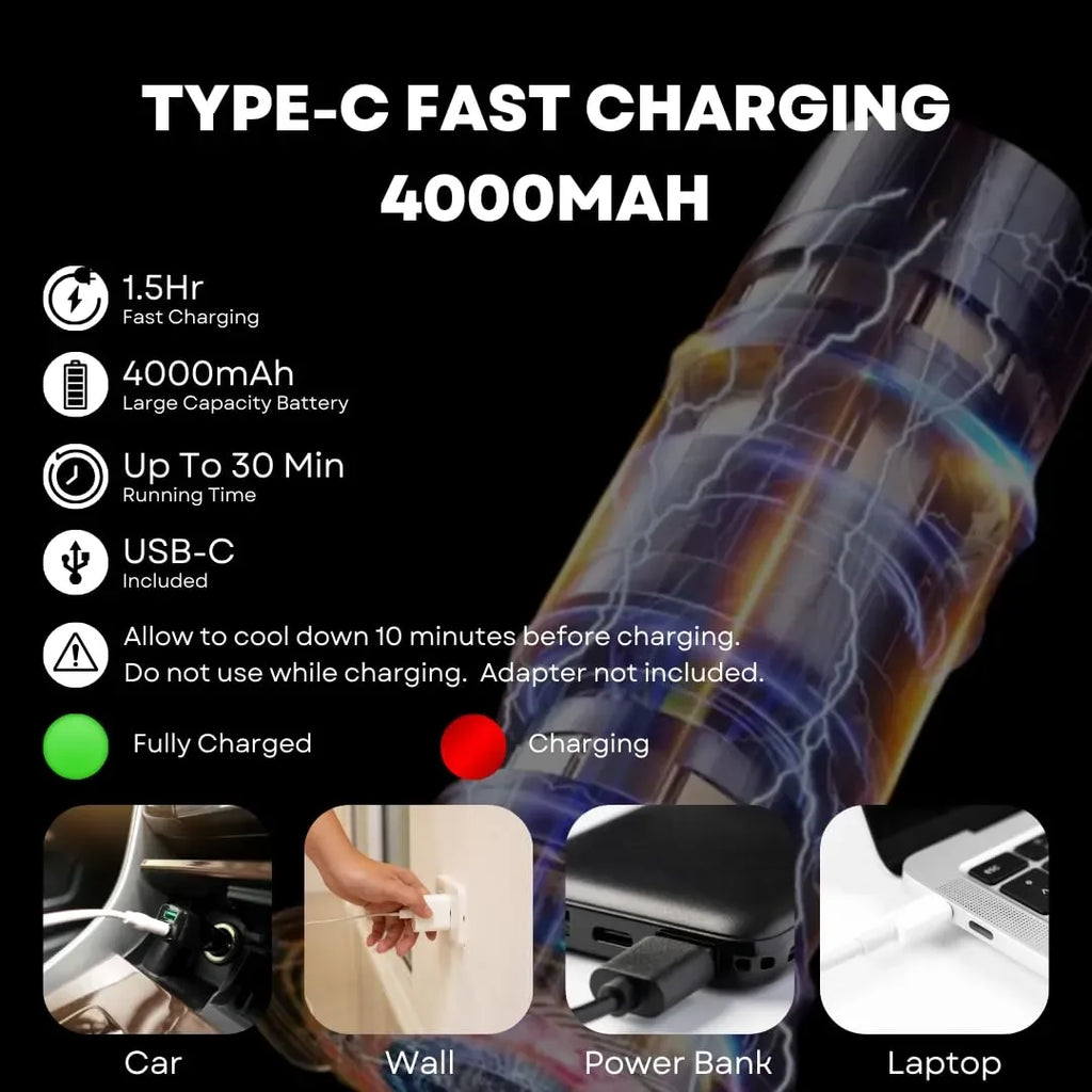 Mrorea 4-in-1 20000PA Cordless Handheld Car Vacuum