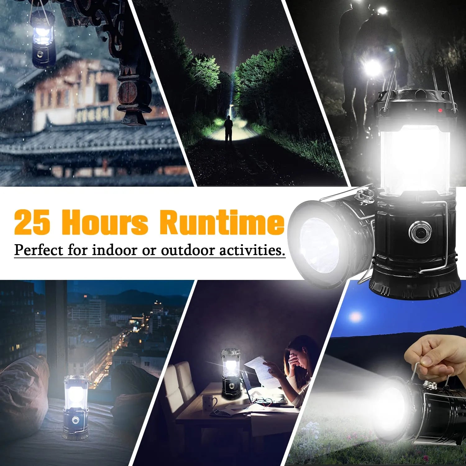 Mrorea Solar Rechargeable Collapsible LED Lantern Flashlight