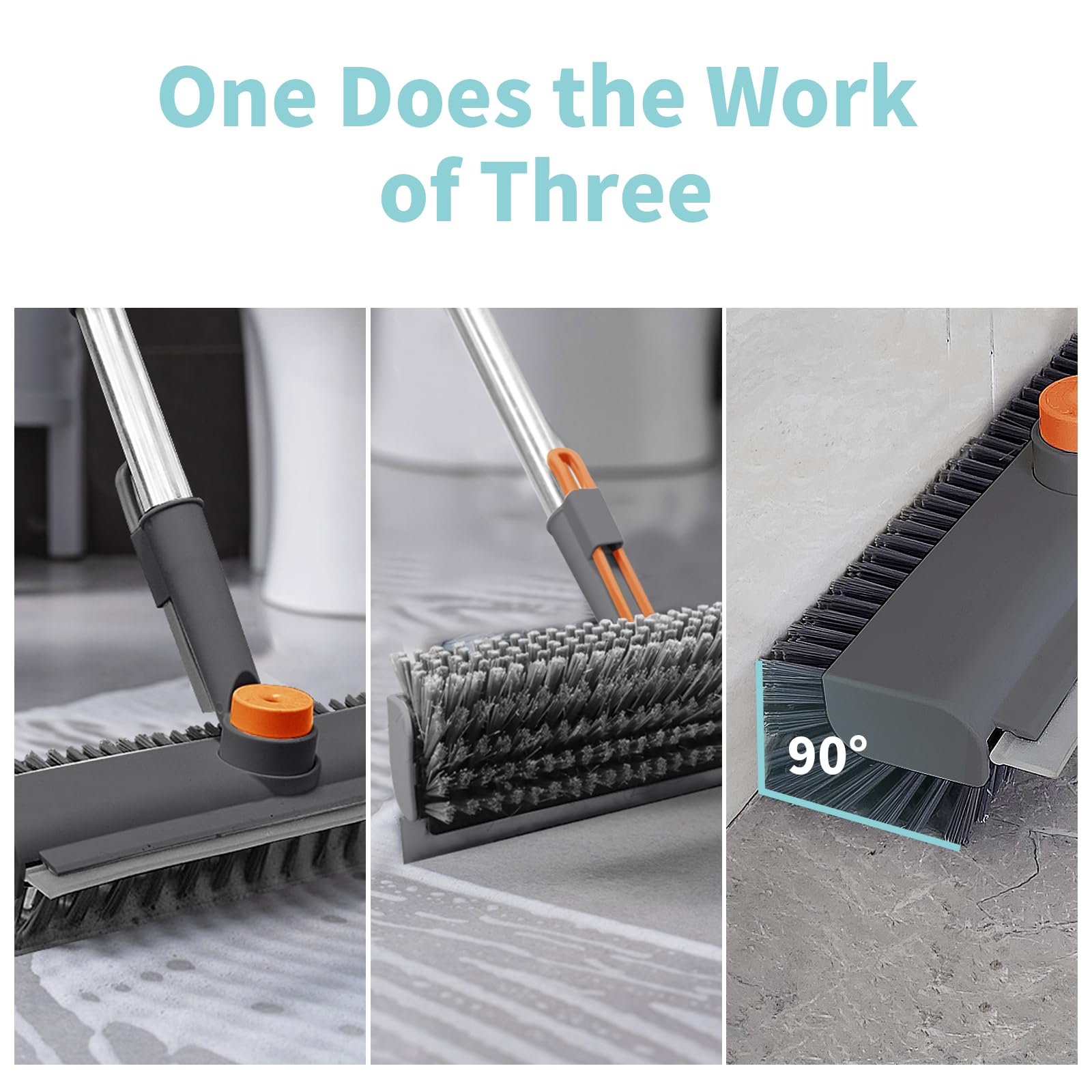Mrorea 3 in 1 Scrape  Floor Scrub Brush
