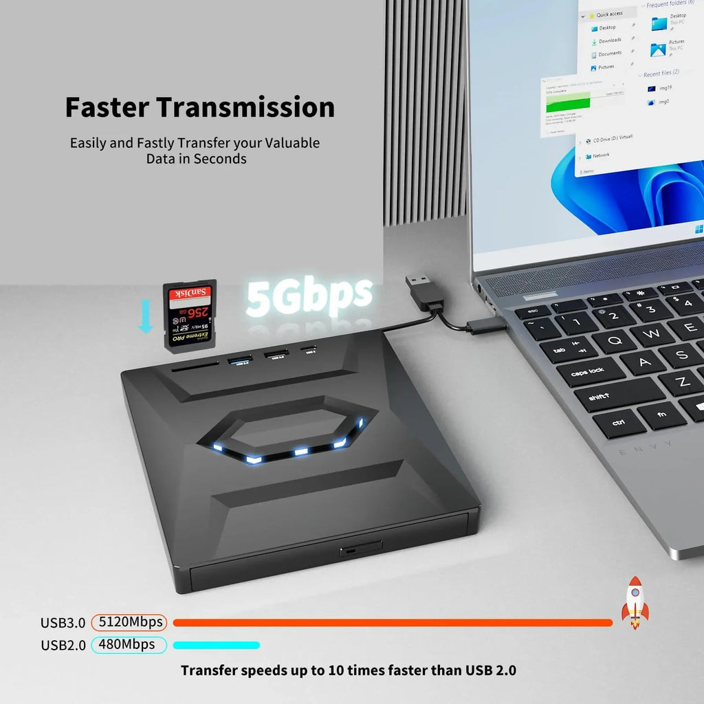 Mrorea Portable External CD/DVD Drive
