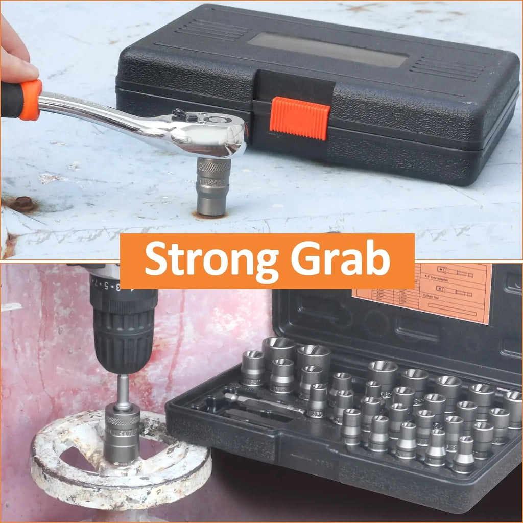 Mrorea 32PCS Impact Bolt Extractor Socket Set