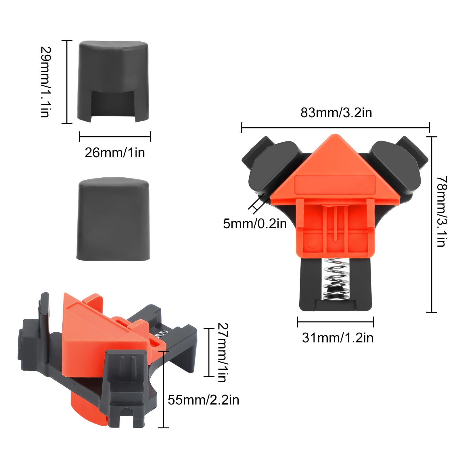 Mrorea 90°Adjustable Spring Loaded Wood Clamps