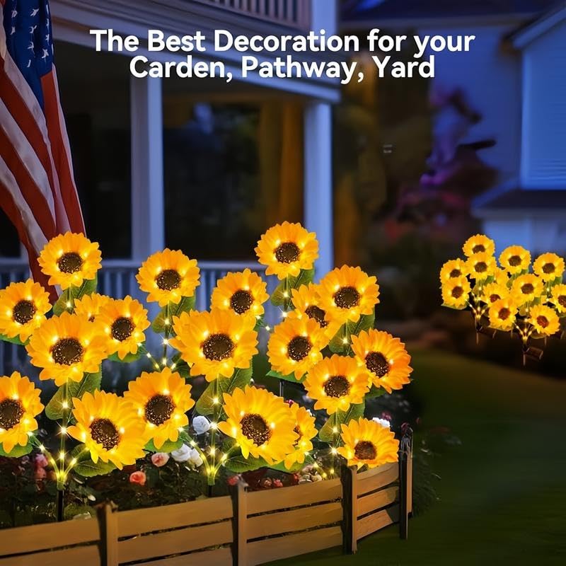 Mrorea Waterproof Realistic Solar LED Sunflower Lights for garden lawn and outdoor maintenance image 5
