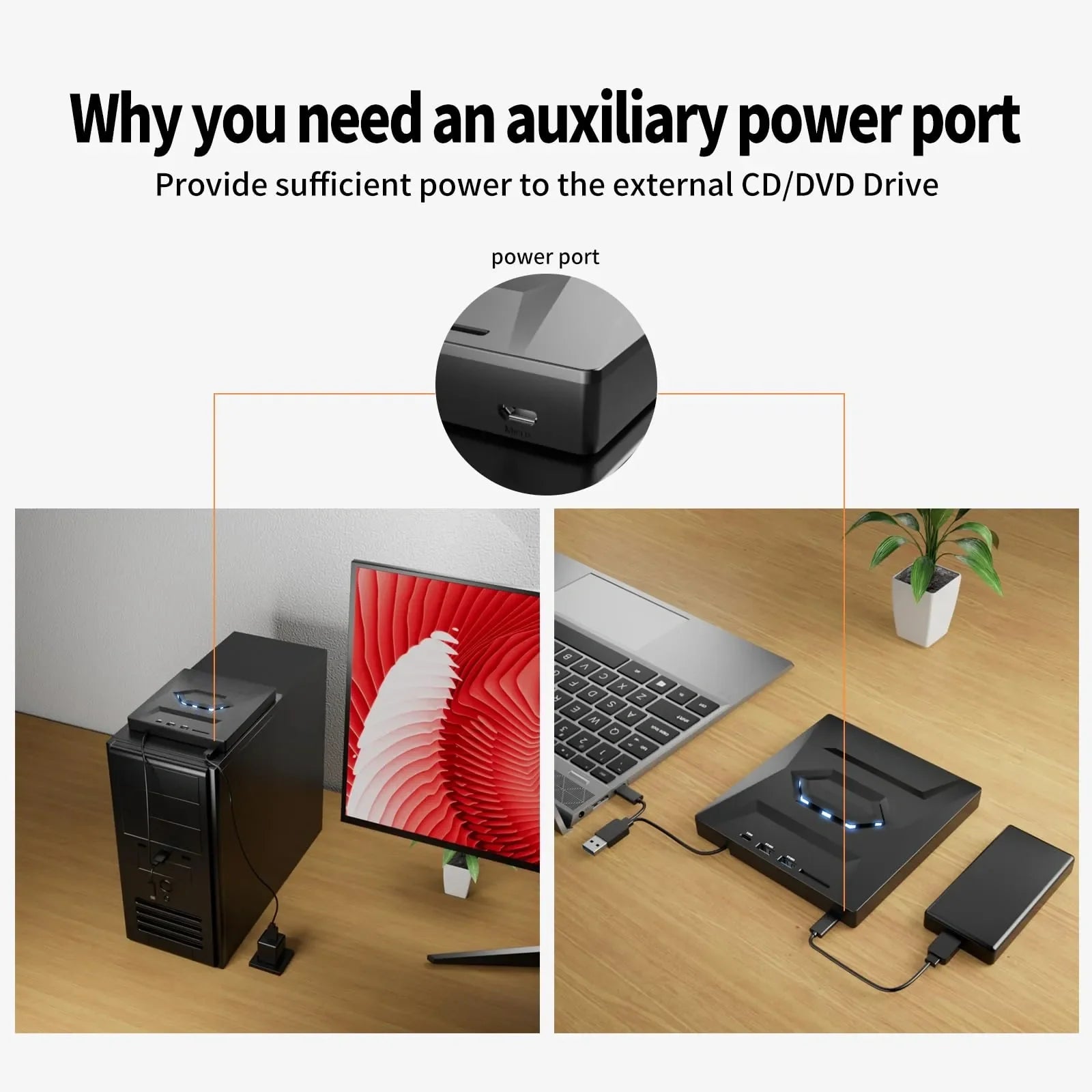 Mrorea Portable External CD/DVD Drive