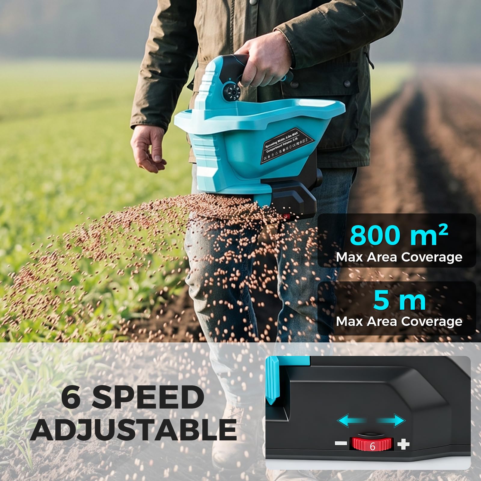 Mrorea Cordless Electric Seed And Fertilizer Spreader
