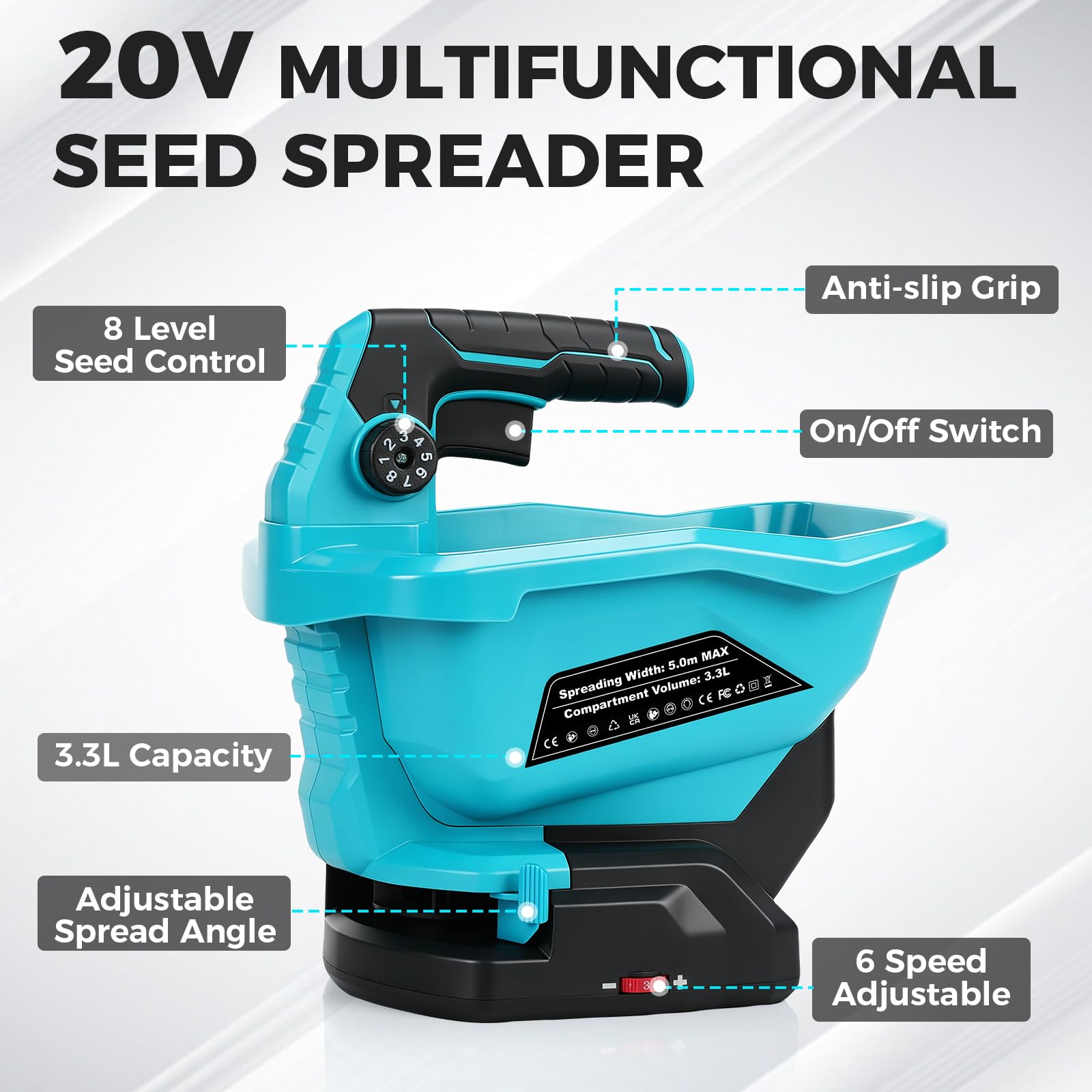 Mrorea Cordless Electric Seed And Fertilizer Spreader