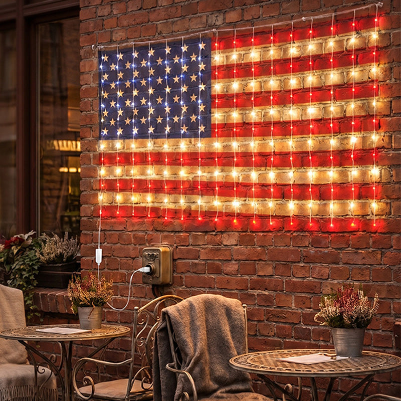 Mrorea Patriotic Flag Net Lights USB powered American flag LED decoration