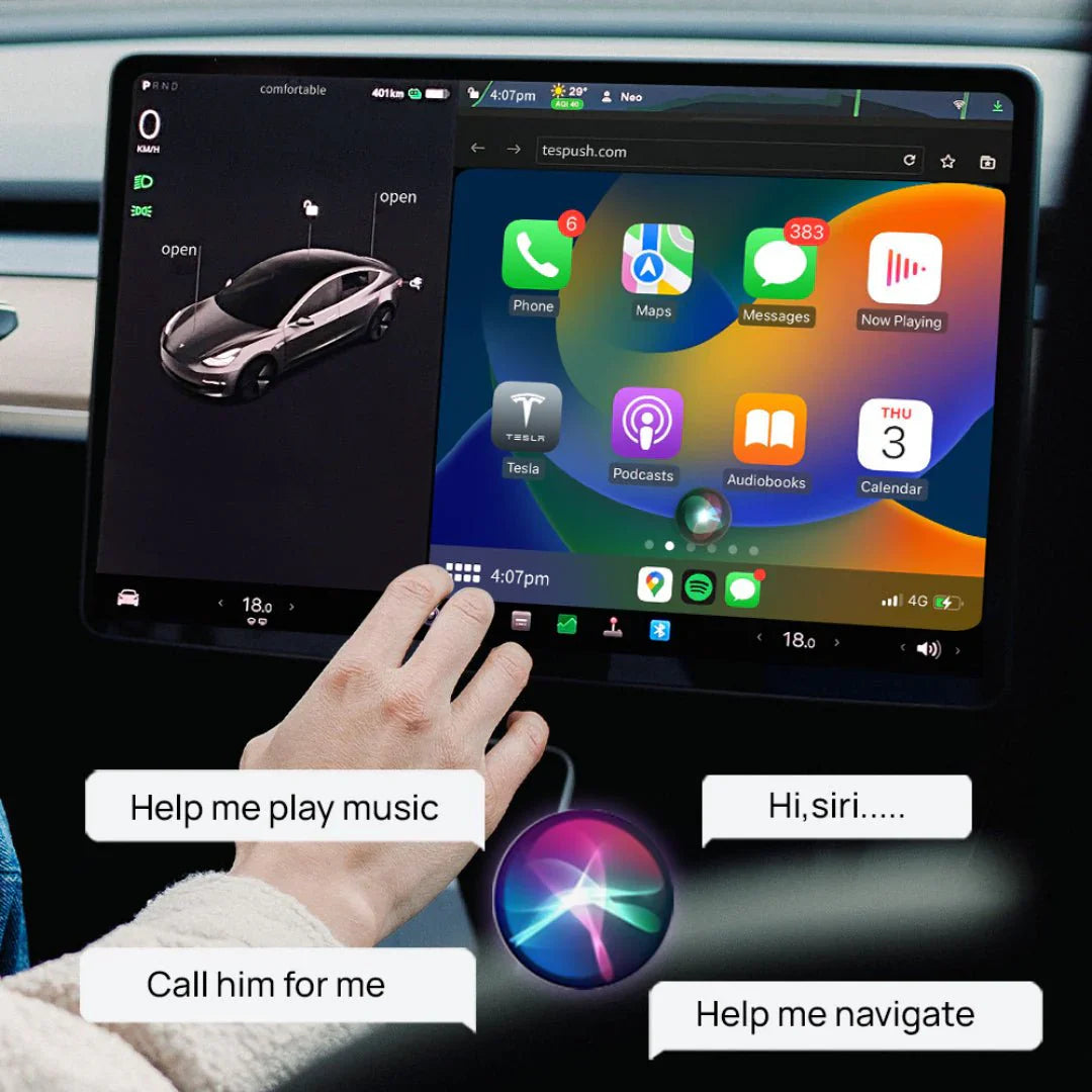 Wireless Apple CarPlay & Android Auto Adapter for Tesla Model 3, Model Y, Model S, Model X & Cybertruck | Plug & Play | Dual-Band Wi-Fi | OTA Updates
